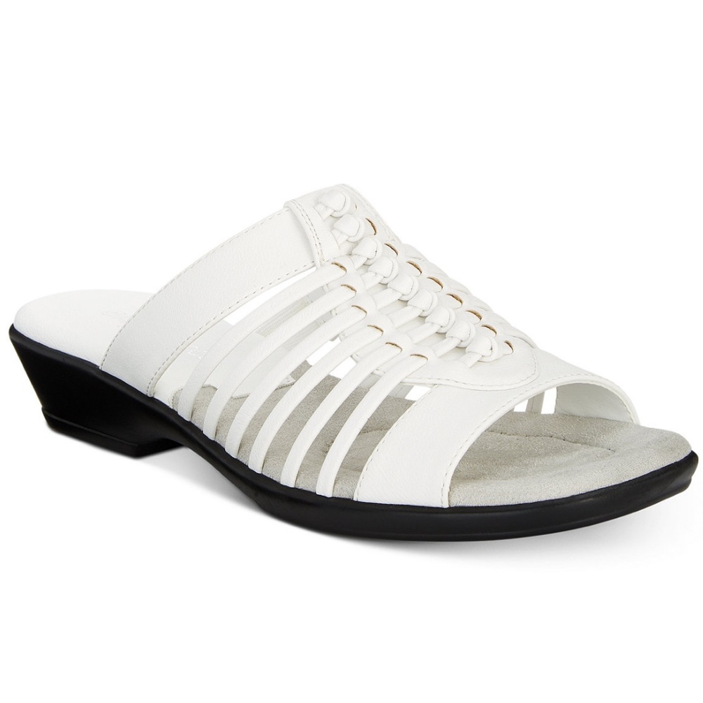 NWT Easy Street Womens Nola White Slide Woven Stretch Sandals Shoes SIZE 6.5M